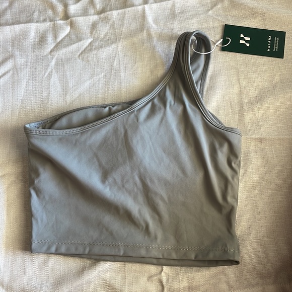 Gray one shoulder sports bra - Picture 4 of 5